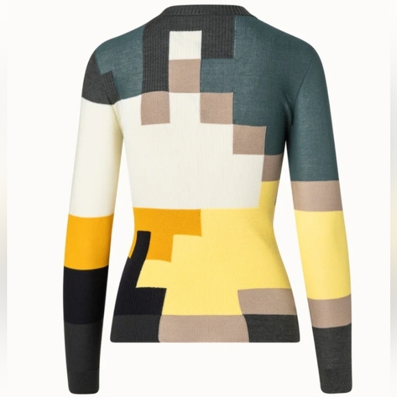 A-K-R-I-S Color-block ribbed wool, silk and cotton-blend sweater - Picture 2 of 3